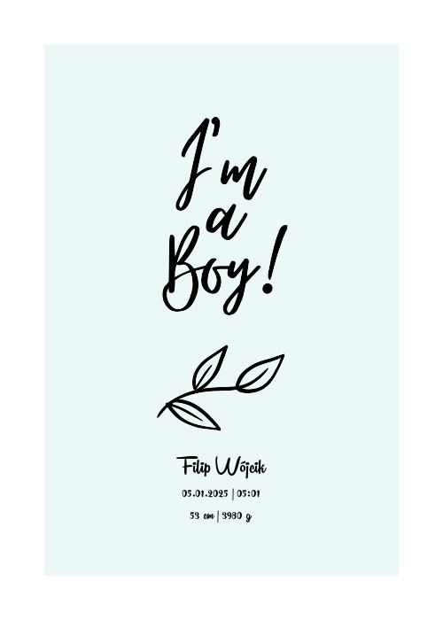 Jestem chłopcem! z gałązką