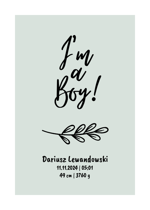 Jestem chłopcem! z gałązką